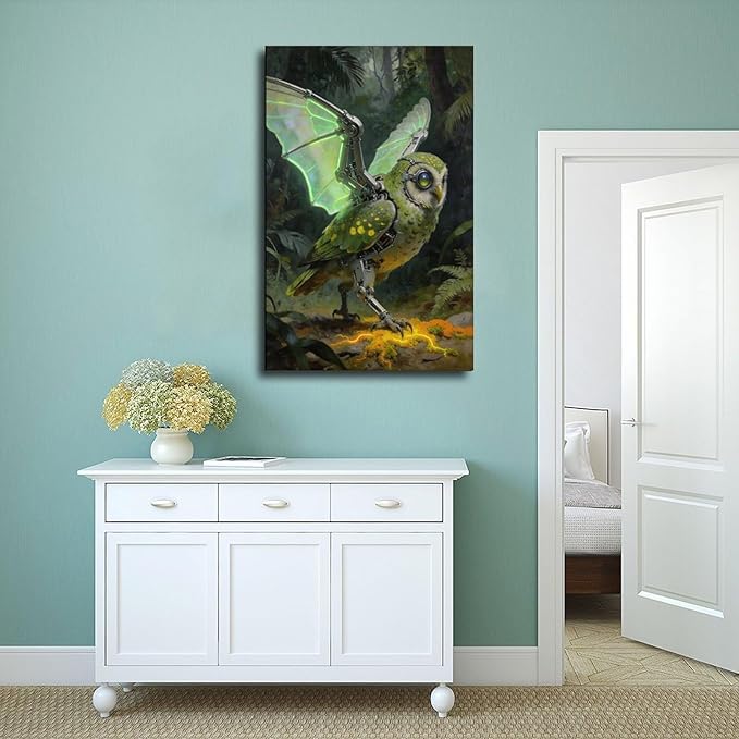 Framed Cyber Fantasy Wall Art for Living Room And Home Office Modern Sci Fi Nature Inspired Decor 24x36inch(60x90cm)