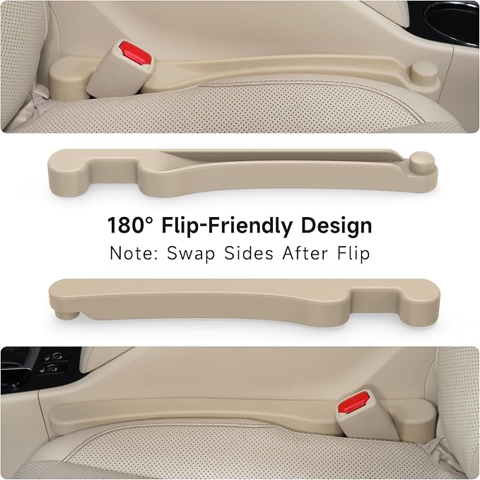 Givifive Car Seat Gap Filler Set of 2, 3IN1 Seat Side Gap Filler Plug with Storage Slot & Hook Function, Soft Foam Universal Fit Car SUV Truck Fill Gap Between Seats Console Organizer���Narrow Beige���