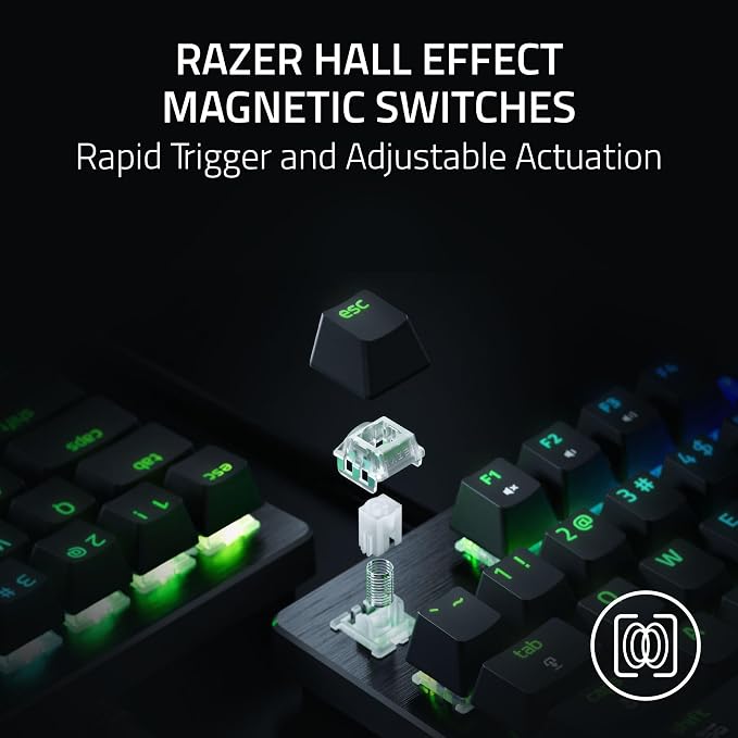 Razer Huntsman V3 HE Magnetic Mini 65% 8KHz Wired Gaming Keyboard | Hall Effect Magnetic Switches, 8000 Hz Polling, Razer Snap Flex,Razer Snap Tap, Rapid Trigger, Adjustable Actuation