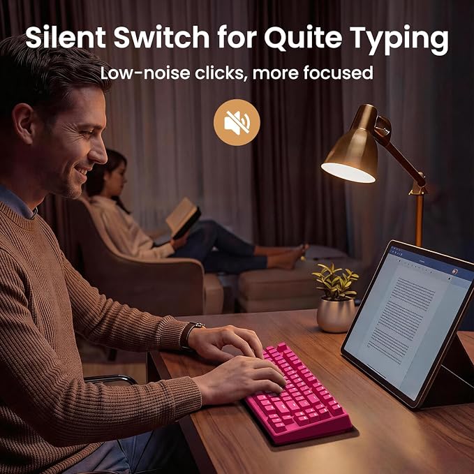Kisnt KN85 Wireless Silent Mechanical Keyboard, 75% Layout, Bluetooth/2.4GHz/USB-C, Custom RGB Backlit, Hot Swappable, Quiet Typing for Windows/Mac/PC (Berry Red)