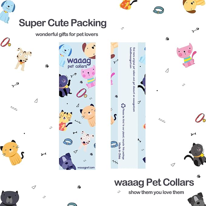 WAAAG Cat Collars, Gold Moons and Stars Cat Collar, Safety Breakaway Cat Collar, Glow in The Dark (Standard 9"-15" Neck, Scarlet)