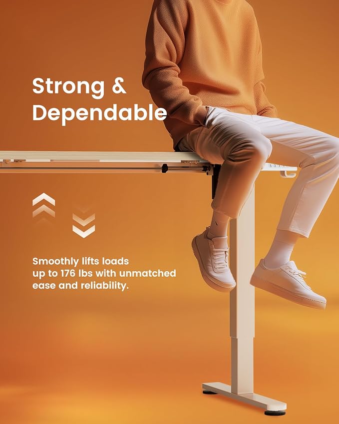 ErGear 48 X 24 Inch Height Adjustable Electric Standing Desk, Natural | Smooth Height Adjustment, 4 Memory Presets, One-Touch Control, Stable Steel Frame, 176 lbs Capacity, Easy Assembly