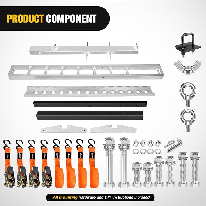 Nilight Motorcycle Hitch Carrier 400LBS, Lightweight Robust Aluminum Dirt Bike Hitch Hauler with 55.11" Longer Ramp, Pin Lock, Tie-Down Strap and Tightener, 2" Receiver, 5" Wide Tire
