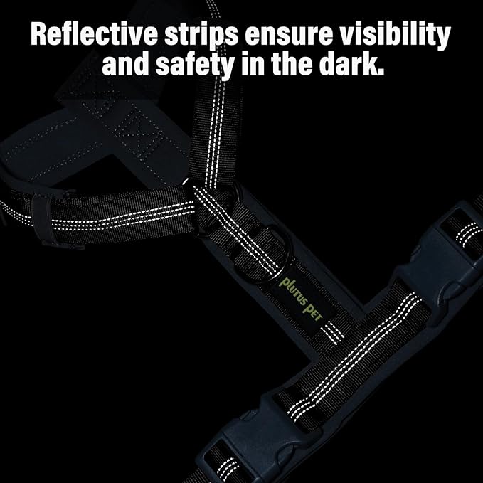 Plutus Pet No Pull Dog Harness, Adjustable Nylon Harness with Soft Padding, Reflective and Heavy Duty Dog Harness for Small, Medium, Large Dogs(Chocolate, M)
