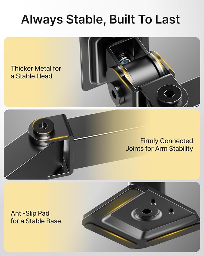 monTEK Heavy-Duty Dual Monitor Stand for 17-32", 22 lbs Each | Adjustable dual monitor mount, full-motion arms, clamp/grommet bases, cable management and VESA 75/100