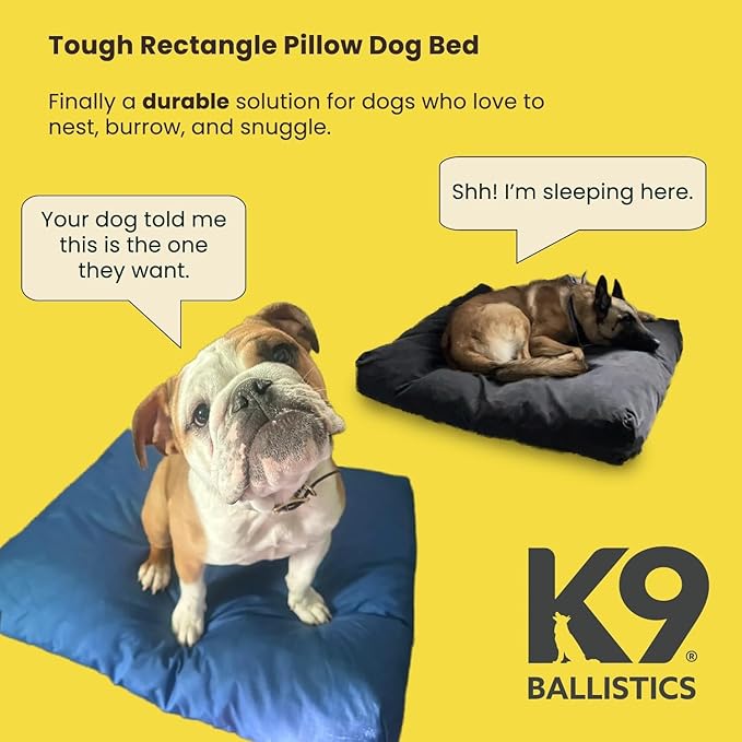 K9 Ballistics Tough Rectangle Pillow Dog Bed - Removable Cover, Washable, Durable & Water Resistant Dog Bed - Medium, Sage Green