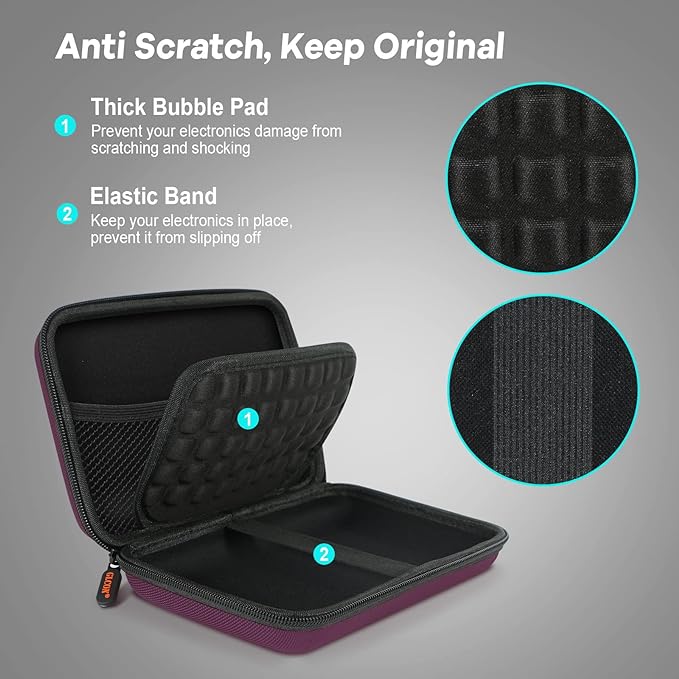 Shockproof Hard Shell Carrying Case, 2 Colors | Larger Capacity Storage Pouch, For GPS, External Hard Drive, Power Bank, Charger, Cable
