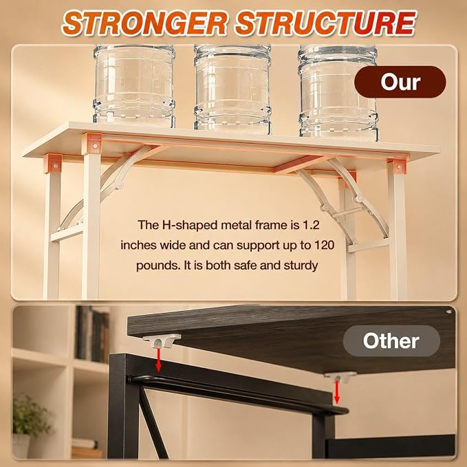 Folding Table Computer Desk - 55.1" No Assembly Folding Desk Design and Foldable Office Desk, Small Desk for Bedroom, Compact Storage Portable Use for Dorm and RV Small Space, White Ash