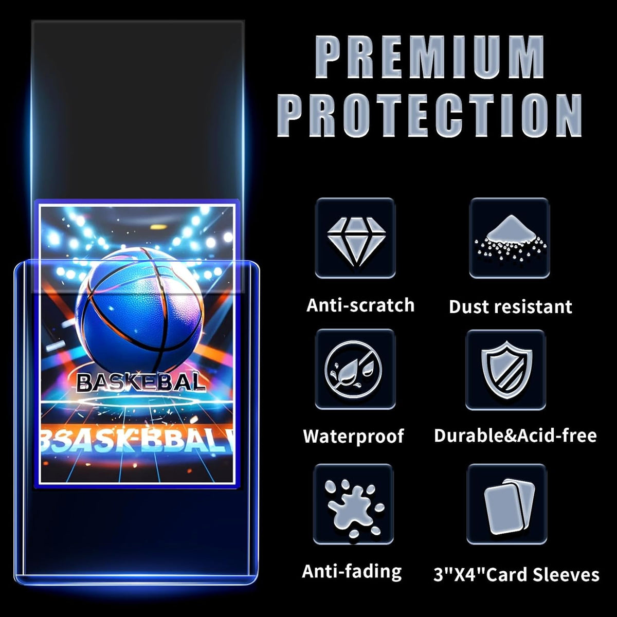 Skiennix 200 Card Sleeves - Toploaders & Soft Protectors for Trading Cards | 3" x 4" Size