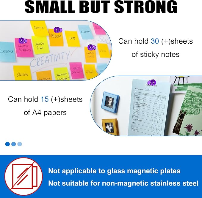 LOVIMAG Fridge Magnets 20Pcs, Magnet for Refrigerator Whiteboard, Purple | Small Strong Neodymium Metal Cute Push Pin for Classroom, Kitchen, Accessories Decorative, Office, Calendar
