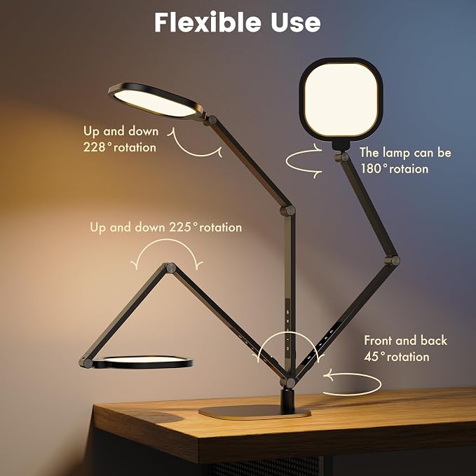 LitONES Desk Lamp for Home Office, Tall Computer Ring Light with CRI 97.8 | Eye-Caring Diffused Desktop Light with Memory & Timer Func, 1200LM Zoom Lighting for Video Calls, Conference, Reading,Study