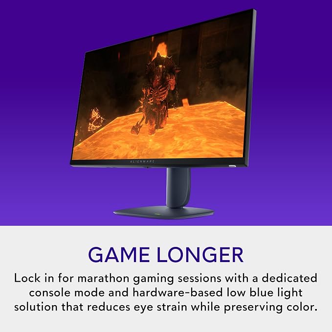 Alienware 27 Gaming Monitor AW2725DM, WQHD Fast IPS, 180Hz, G-SYNC, VESA | FreeSync, 95% DCI-P3, 1.07 Billion Colors, 400 cd/m2 Brightness, 3H Anti-Glare, HDMI 2.1, DisplayPort 1.4, USB, Adjustment