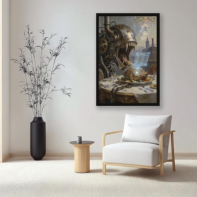 Framed Steampunk Fantasy Wall Art for Living Room And Dining Room Vintage Industrial Decor 20x30in