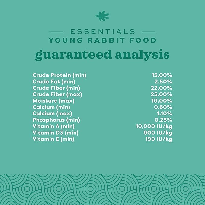 Oxbow Essentials Rabbit Food, Young Rabbit, Made with Oxbow Timothy, Pet Food Pellets for Bunnies, Small Animal Pet Products, Made in USA, High Fiber Bunny Supplies, 10 lb. bag