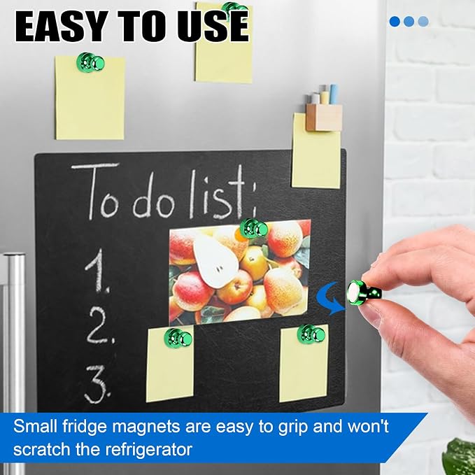 LOVIMAG Fridge Magnets 20Pcs, Magnet for Refrigerator Whiteboard, Green | Small Strong Neodymium Metal Cute Push Pin for Classroom, Kitchen, Accessories Decorative, Office, Calendar