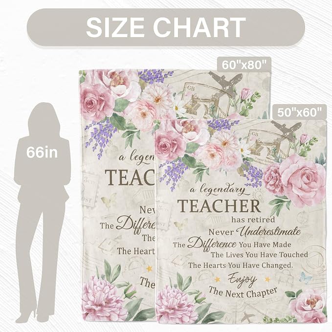 Teacher Retirement Gifts for Women, Teacher Retirement Blanket 60"x50" | Retirement Gift for Teachers 2026, Retired Throw for Teachers Appreciation Week, Retirements Parties