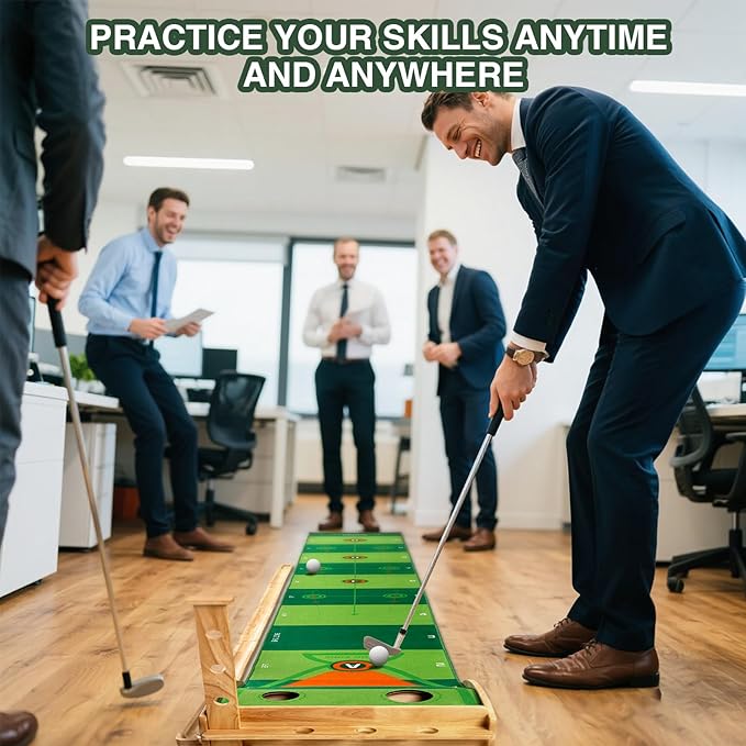 Wekin Indoor Putting Green with Auto Ball Return,11 Foot Golf Practice Putting Mat,Ideal Training Putting Mat for Beginners & Advanced Players