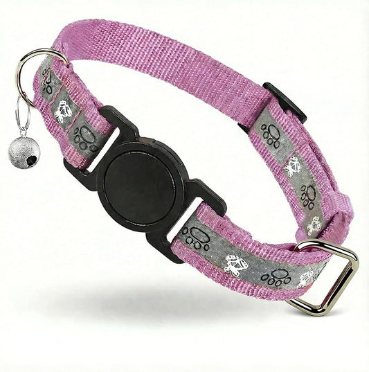 Cat Collar Breakaway, Reflective Kitten Collar with Bell, Safety Buckle Kitten Collar, Lightweight, Adjustable, Comfortable, Suitable for Boy Girl Cats (7"-13") Lilac