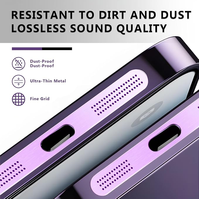MysticHome for iPhone 17/16 Pro Accessories, 5 Pcs Cell Phone Speaker Anti-Dust Plugs, 1 Pcs USB C Dust Plug, Compatible with Speaker Dust Cover,Purple