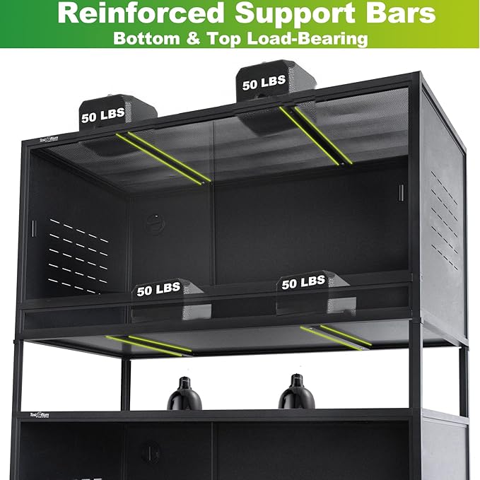 Stackable Reptile Terrarium 44 Gallon 40"x16"x16" for Bearded Dragon Lizard Snake Space Efficient Large Cage Reptiles Enclosure Wide Breeding Lounge Vivarium Area with Glass Sliding Doors