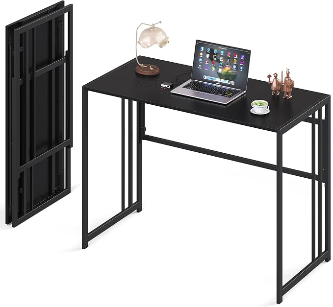 40" Folding Computer Desk No Assembly Needed Foldable Table for Small Space | Small Folding Table for Home Office, Study, Writing, Gaming, Compact RV Living, Camping, Sturdy and Easy Carry, Versatile