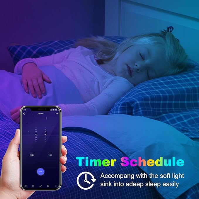 Bluetooth RGB COB Led Strip Lights,9.8ft Dimmable 24v Led Light Strip with Smart App and Remote Control, Color Changing Music Sync, for TV, Bedroom, Home Decor, Party