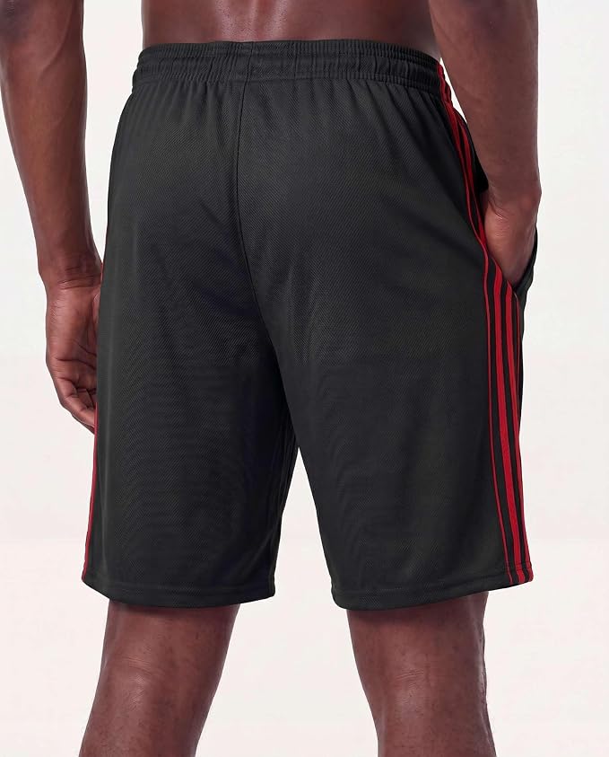 5 Pack Men's Mesh Shorts Athletic Basketball Sports Gym Workout Pockets | Cooling Moisture-Wicking, 9", Long, Quick-Dry, Breathable, Elastic Drawstring Waistband. Running, Exercise, Soccer, Training.