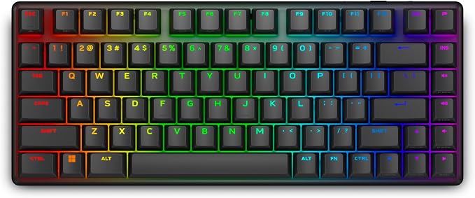Alienware Pro Wireless Gaming Keyboard, Linear Mechanical, RGB | 2.4GHz, Bluetooth 5.1, USB Wired, N-Key Rollover, Adjustable Height, PBT Double-Shot Keycaps, Dark Side of the Moon
