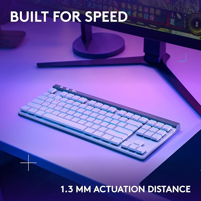 Logitech G515 Lightspeed TKL Wireless Gaming Keyboard (Tactile) - White | Thin Tenkeyless design, LIGHTSYNC RGB, PBT keycaps, Tactile Brown mechanical switches