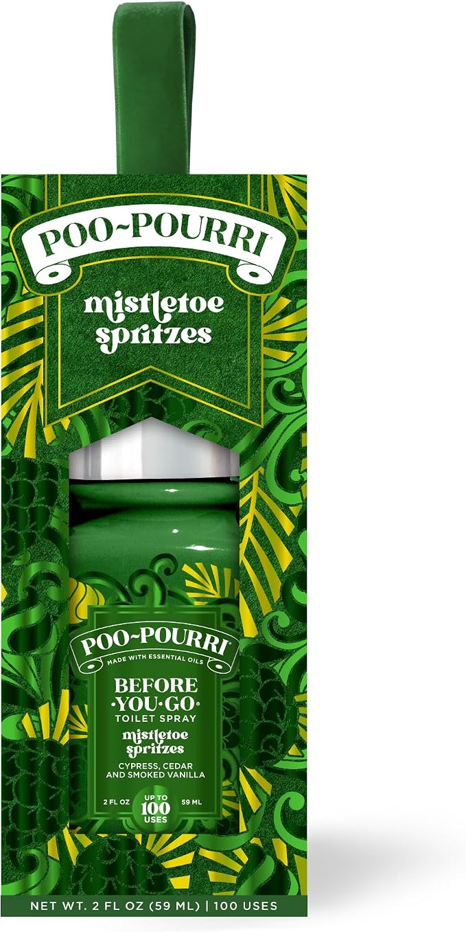 Poo-Pourri Before-You-Go Toilet Spray, Mistletoe Spritzes, 2 Fl Oz - Cypress, Cedar, and Smoked Vanilla