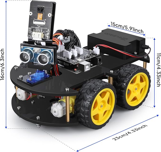 ELEGOO UNO R3 Smart Robot Car Kit V4 for Arduino Robotics for Kids Ages 8-12 12-16 STEM Science Kits Coding Gifts for 8 9 10 11 12 13 14 15 16 Year Old Boys Girls Teens Cool Engineering Building Toys | FPV Video, Line Tracking, Ultrasonic Obstacle Avoi...