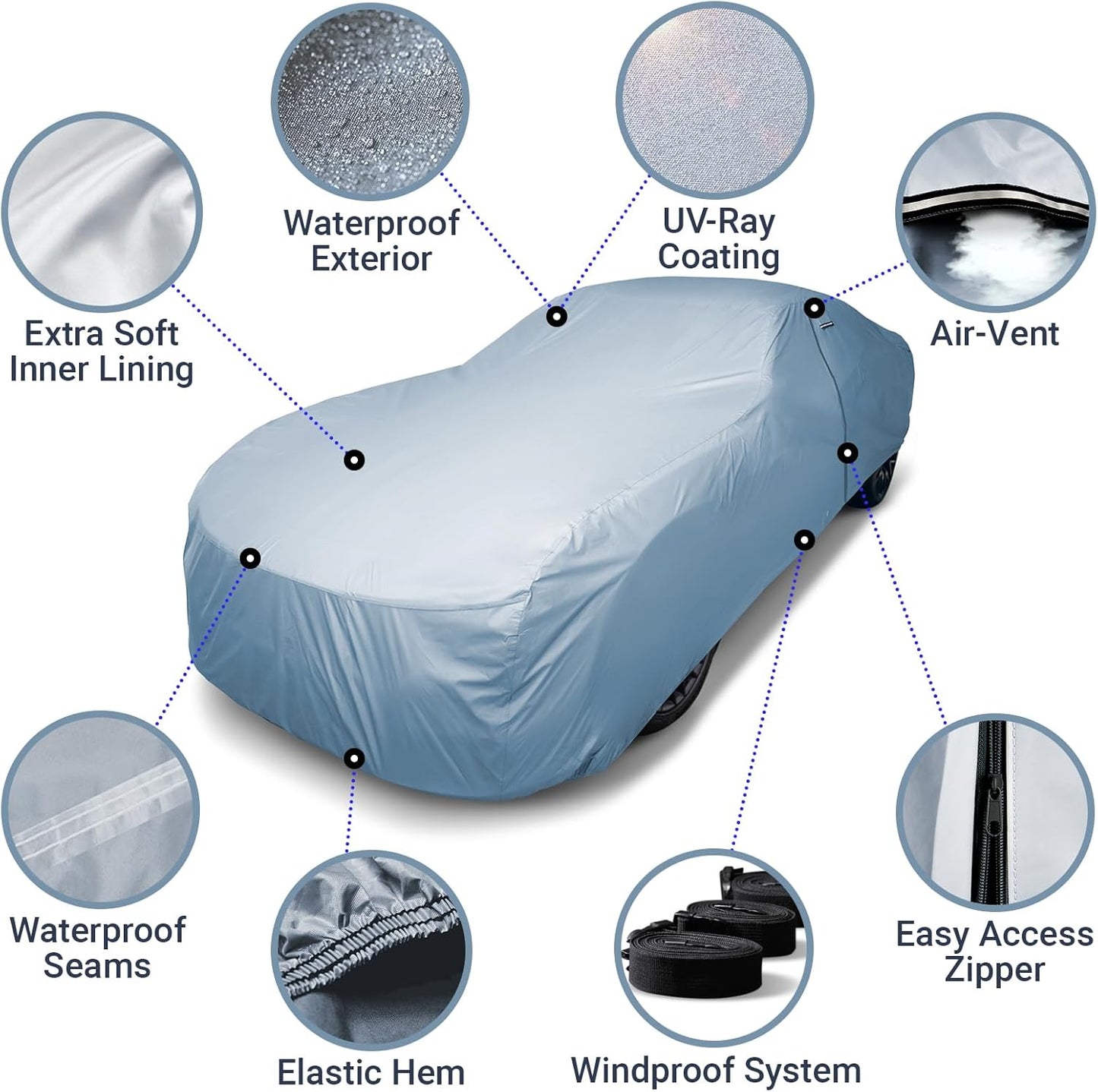iCarCover Premium Car Cover for 1994-1996 Chevy Impala 4-Door, 2-Door Heavy Duty Waterproof All-Weather Automobiles Custom Fit Indoor Outdoor UV Snow Protection Covers with Straps and Bag