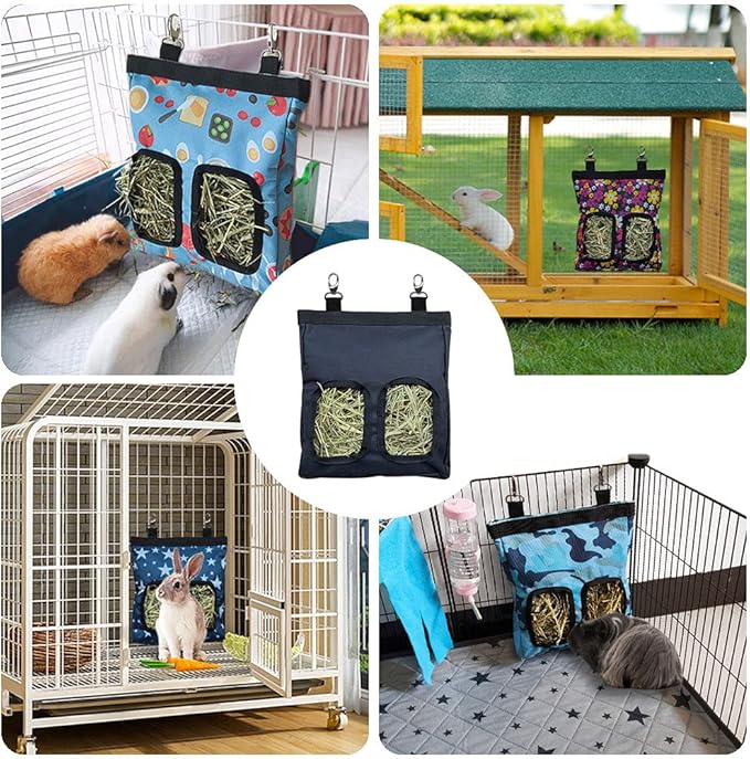 Guinea Pig Hay Feeder, Hanging Rabbit Hay Feeder Bag for Guinea Pigs Bunnies Chinchillas. Big Flowers