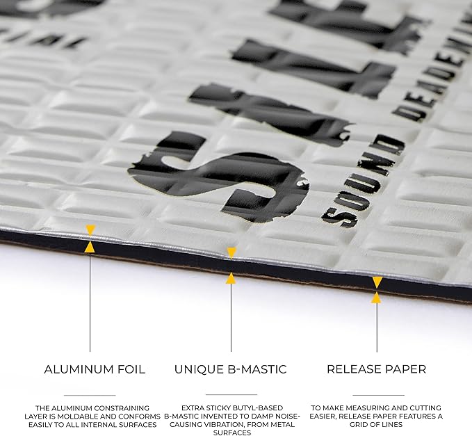 Siless 80 mil (2mm) 18 sqft (1.7 sqm) Car Sound Deadening mat - Butyl Automotive Sound Deadener - Noise Insulation and Vibration Dampening Material (18 sqft)