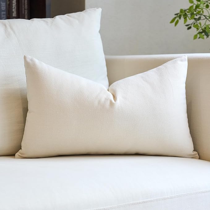 Neutral Floral Pillow Cover 12x20, Vintage Linen Lumbar Pillow Cover Soft Decorative Farmhouse Accent Pillow Case for Couch Bedroom Living Room Home Decor, Red