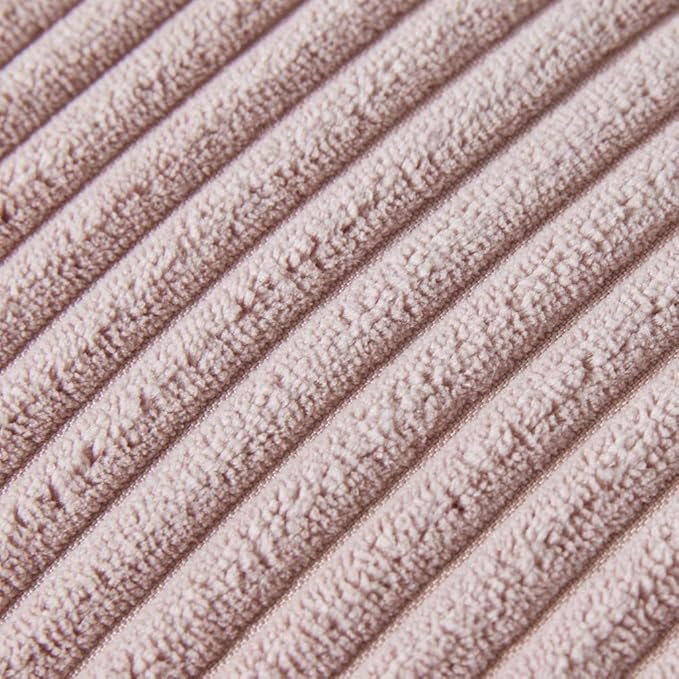 Fancy Homi Pack of 2 Decorative Throw Pillow Covers 20x20 with Pom-poms, Soft Corduroy Solid Square Cushion Pillow Cases Set for Couch Sofa Bedroom Car Living Room (20x20 Inch/50x50 cm, Blush Pink)