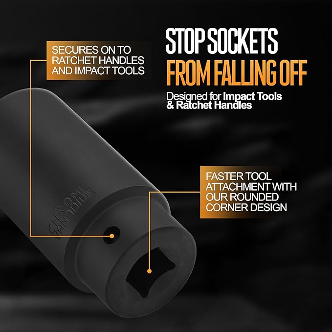 TIGHTSPOT 1/2 Inch Drive 29 mm Deep Impact Socket with Anti-Rounding 6 Point Design, Heat-Treated CRV Steel