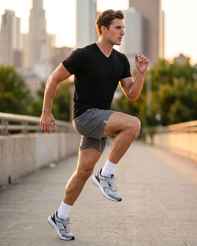 5 Pack Men's Dry Fit V Neck Gym Workout T Shirts Athletic Moisture Wicking | Cooling, Quick Dry, Breathable, Short Sleeve, Exercise, Cycling, Sports, Outdoor, Fitness, Golf, Crossfit, Hiking, Tennis