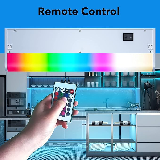 Smart Under Cabinet Lights for Kitchen Counter or Closet Lighting, Hardwired or Plug in, 2700-6500K Adjustable RGB Color Changing,Compatible with Alexa, Google 2-Pack (2-Bar 18 Inch)