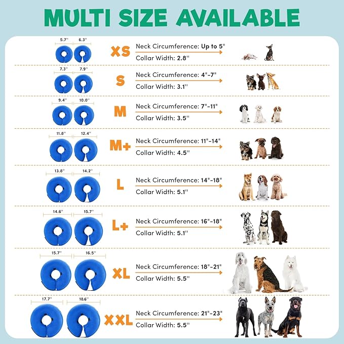 BENCMATE Inflatable Dog Cone Collar Alternative, Soft Dog Cone for Small Medium Large Dogs and Cats, Neck Recovery ECollar Donut Collar After Surgery (Large+, Flag)