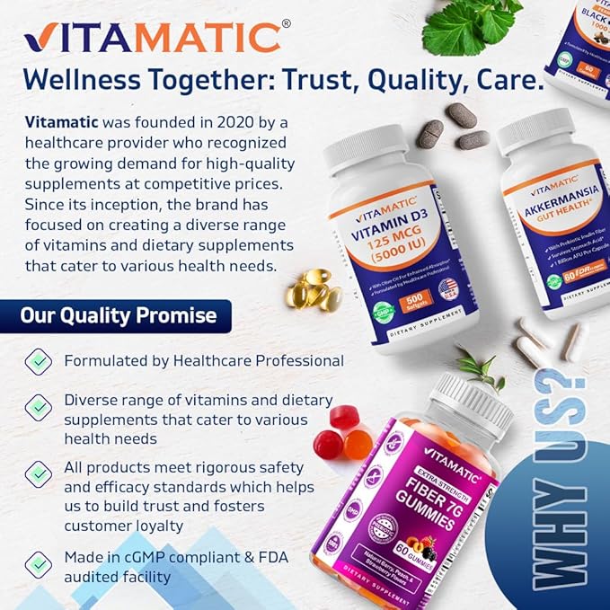 Vitamatic Citrinin-Free Red Yeast Rice 1200 mg. Capsules with CoQ10 100mg, Flush Free Niacin 100mg, & Garlic Powder 20mg - 120 Veg Capsules