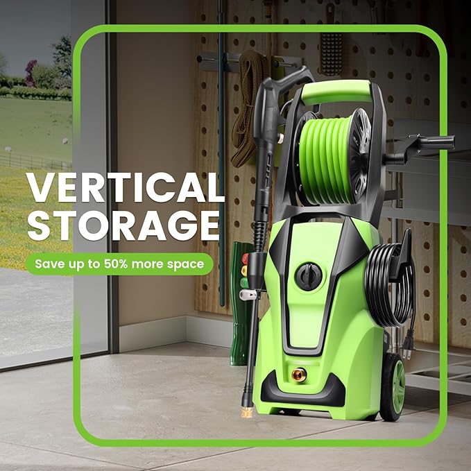 Pressure Washer 5000PSI Adjustable Pressure Power Washers with 33ft Hose, 4 Nozzle and Foam Cannon, Powerwashers Cleaner Machine for Home, Cars, Light Green
