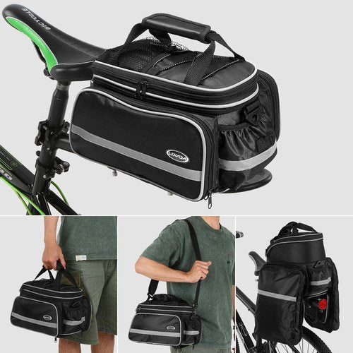 Lixada Bike Trunk Bag Waterproof Bicycle Rack Rear Carrier Bag 25L Bicycle Commuter Bag Bike Rack Bag Pannier Bag Shoulder Bag with Rain Cover
