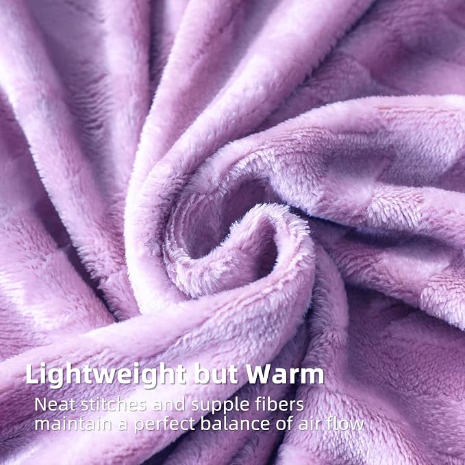 Whale Flotilla Flannel Fleece Fall Bed Blanket Twin XL Size, Lilac | Lightweight Breathable Soft Bedspread, Plush Fluffy Coverlet Chevron Design Decorative Blanket for Home Life, 90x66 Inch