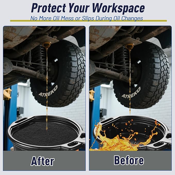 Goldmeet 6 Pack Oil Change Mat, 22'' Round Splash Pad for Oil Drain Pan, No Splatter Pad for Transmission Engine Changing, Heat-Resistant Cuttable Drip Pan Mat for Mechanic, DIY Automotive