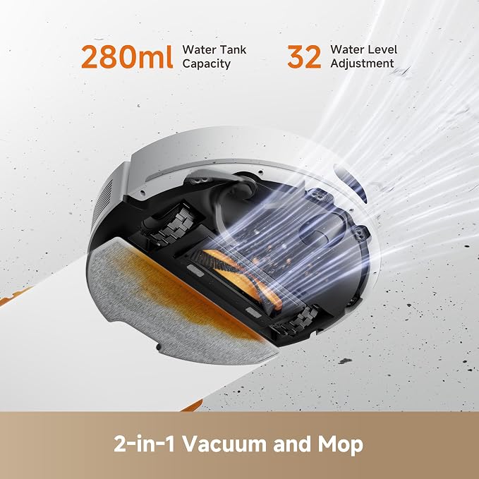 dreame D20 Air Plus Robot Vacuum and Mop, 20,000Pa Powerful Suction | 120-Day Self-Emptying with 4L Dust Bag, Anti-Tangling Tech, Edge-to-Corner Cleaning, Deep Carpet Cleaning, 360° Navigation