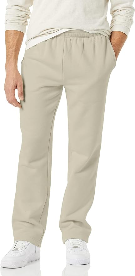Amazon Essentials Men's Relaxed Straight Leg Fleece Open Bottom Sweatpant (Available in Big & Tall)