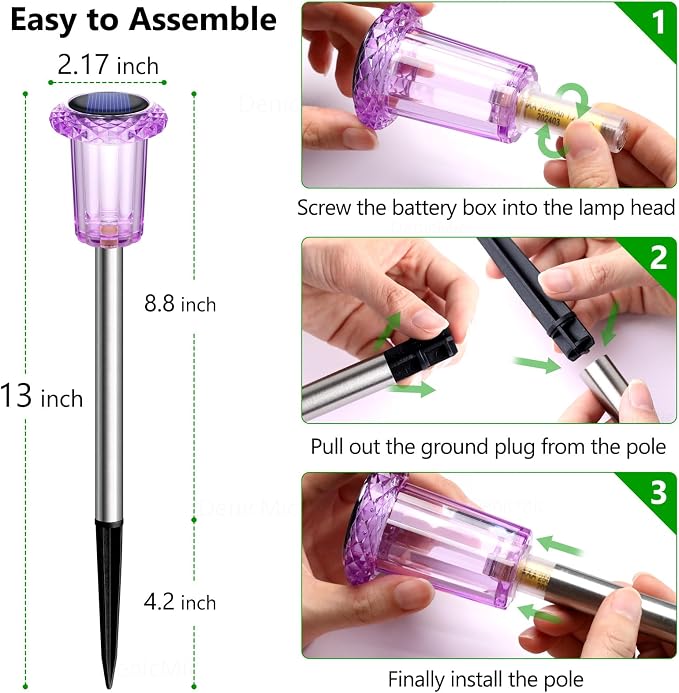 DenicMic Solar Halloween Lights Outdoor Waterproof 10 Pack Halloween Decor | Stake Lights for Yard Pathway Garden Walkway Driveway Patio Lawn, Auto On/Off Purple LED Halloween Decorations Outdoor