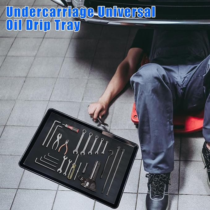 6 Pack Extra Large Oil Drip Pan, 35.4 x 24 x 1.6 in Oil Change Drain Pan, Plastic Oil Drip Tray for Under Car, Oil Catch Pan Tray for Garage, Fridges, Washing Machines, Cat Litter Box Bottom