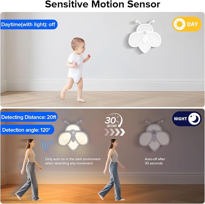 Motion Sensor Stair Lights Indoor - Rechargeable Dimmable RGBW & Warm White Night Light, Magnetic Mount Motion Activated Battery Lamp for Step Hallway Bathroom Cabinet Closet(Yellow, 1 Pack)